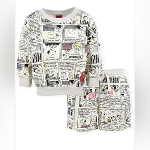 Peanuts Snoopy Comic Toddler Sweater and Shorts Two Piece Set